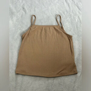 Love‎ J Ribbed Tank Top Sleeveless Casual Basic Top Large